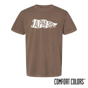 Alpha Sig Comfort Colors Brown Pennant Short Sleeve Tee