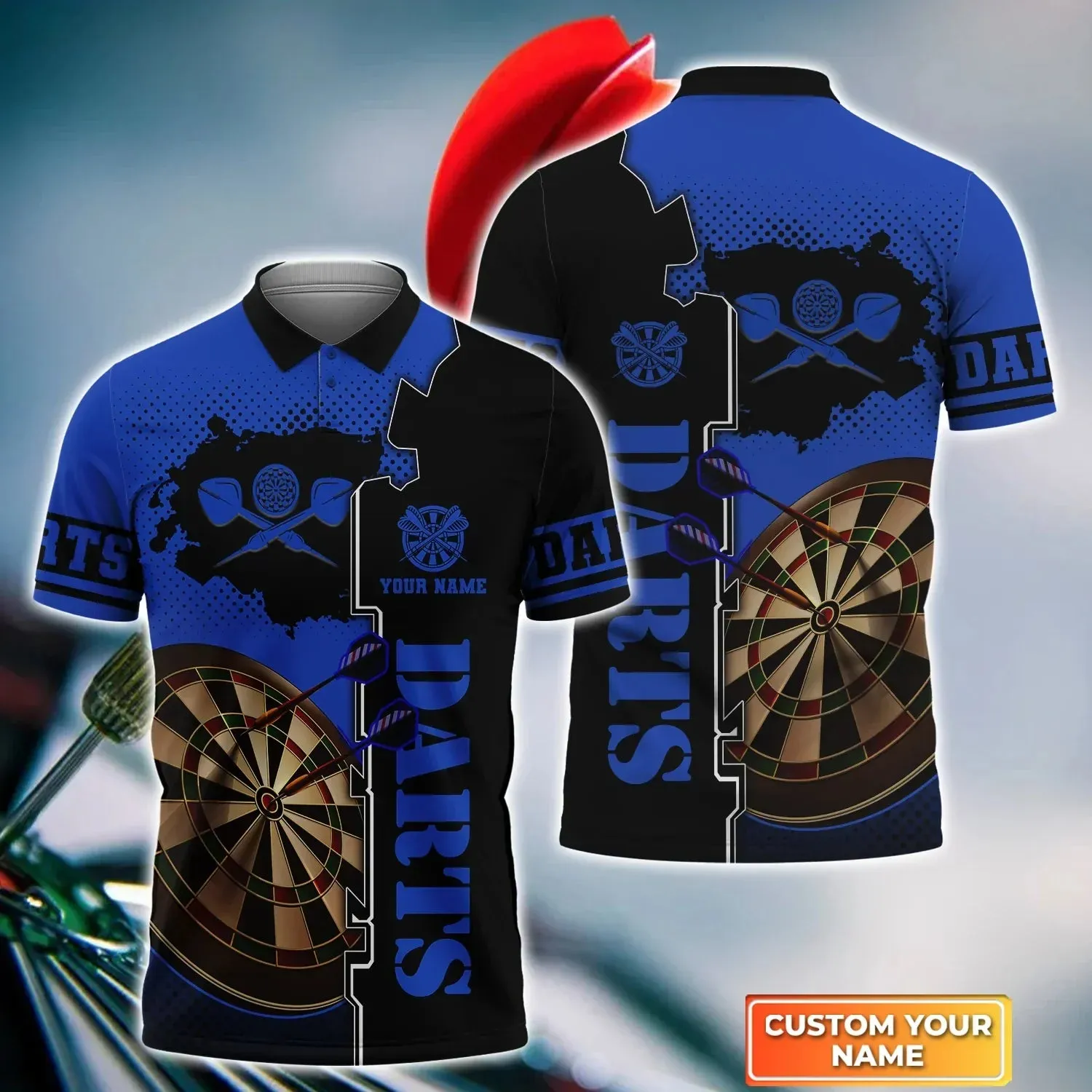 American Darts Player Polo 3D Shirt For Darts Player, Dart Shirt, Sports Shirt, Dart Team Shirts