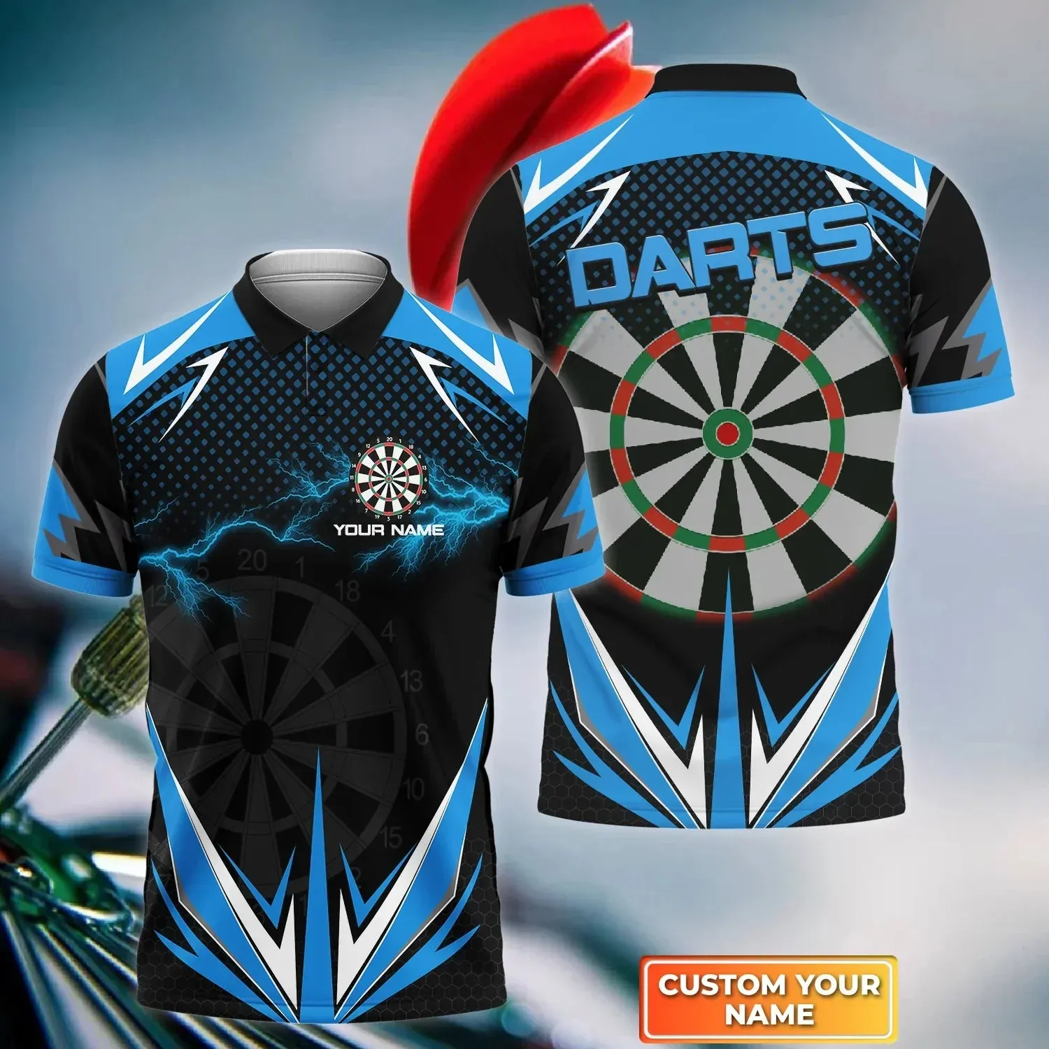 American Darts Player Polo 3D Shirt For Darts Player, Dart Shirt, Sports Shirt, Dart Team Shirts