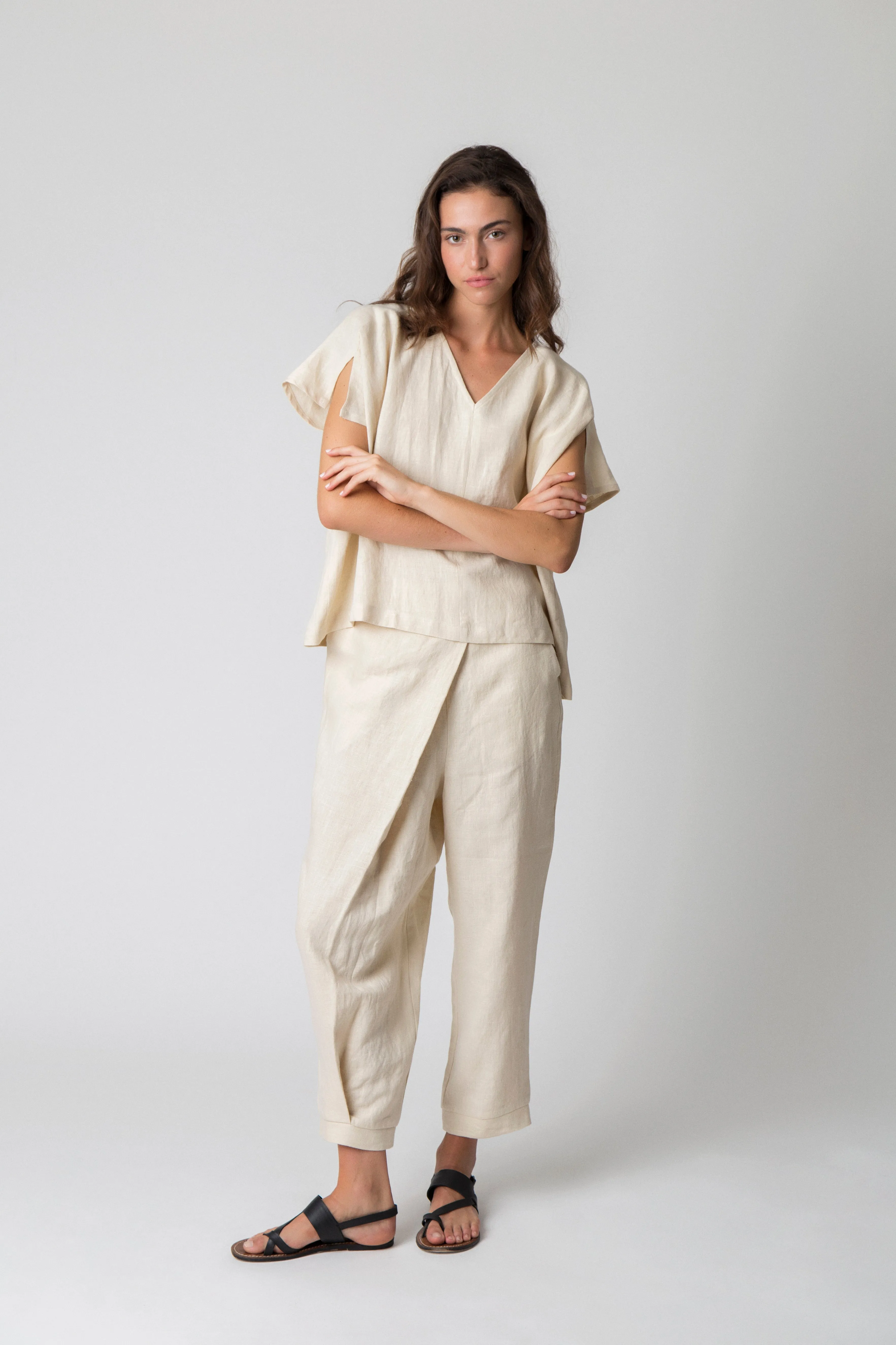 Anza Top in Cream Linen