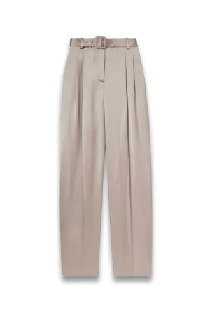 Atelier Belted Satin Trousers in Champagne