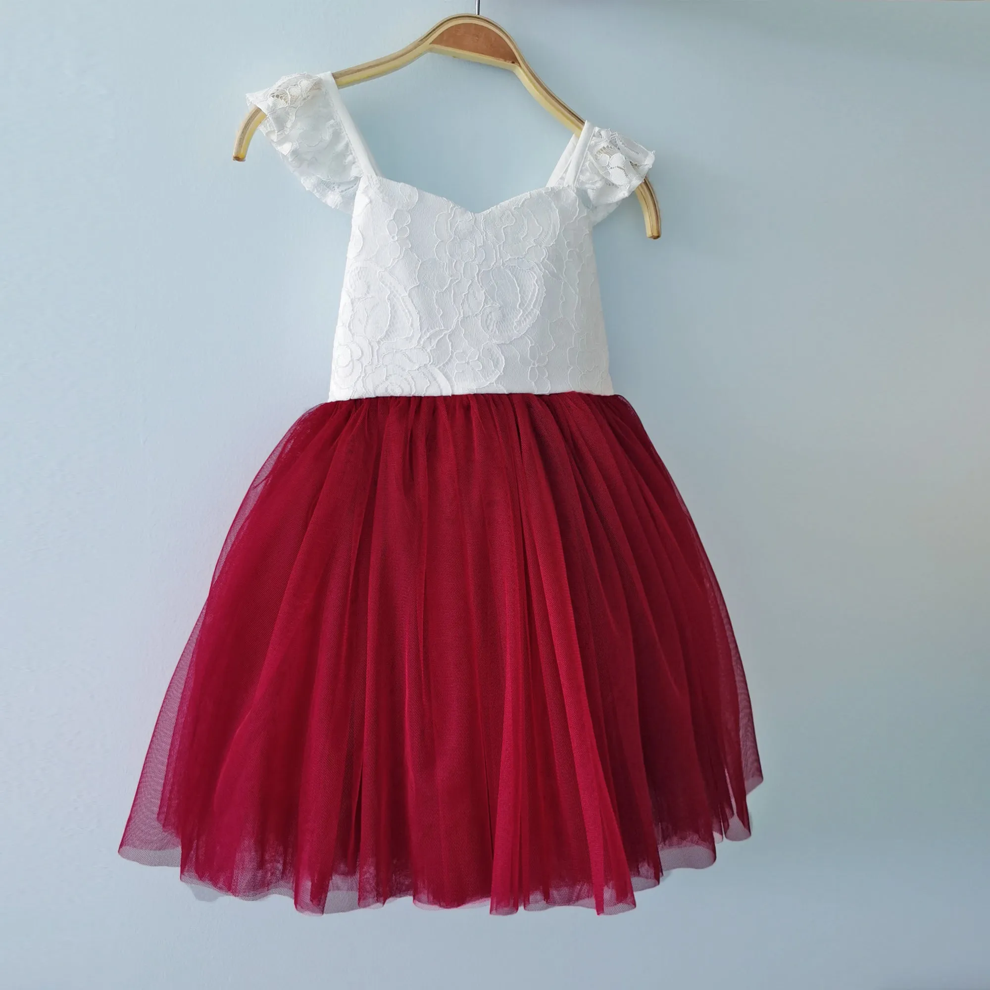 Baby girls tutu dress lace top 3 layer tulle Christmas dress up