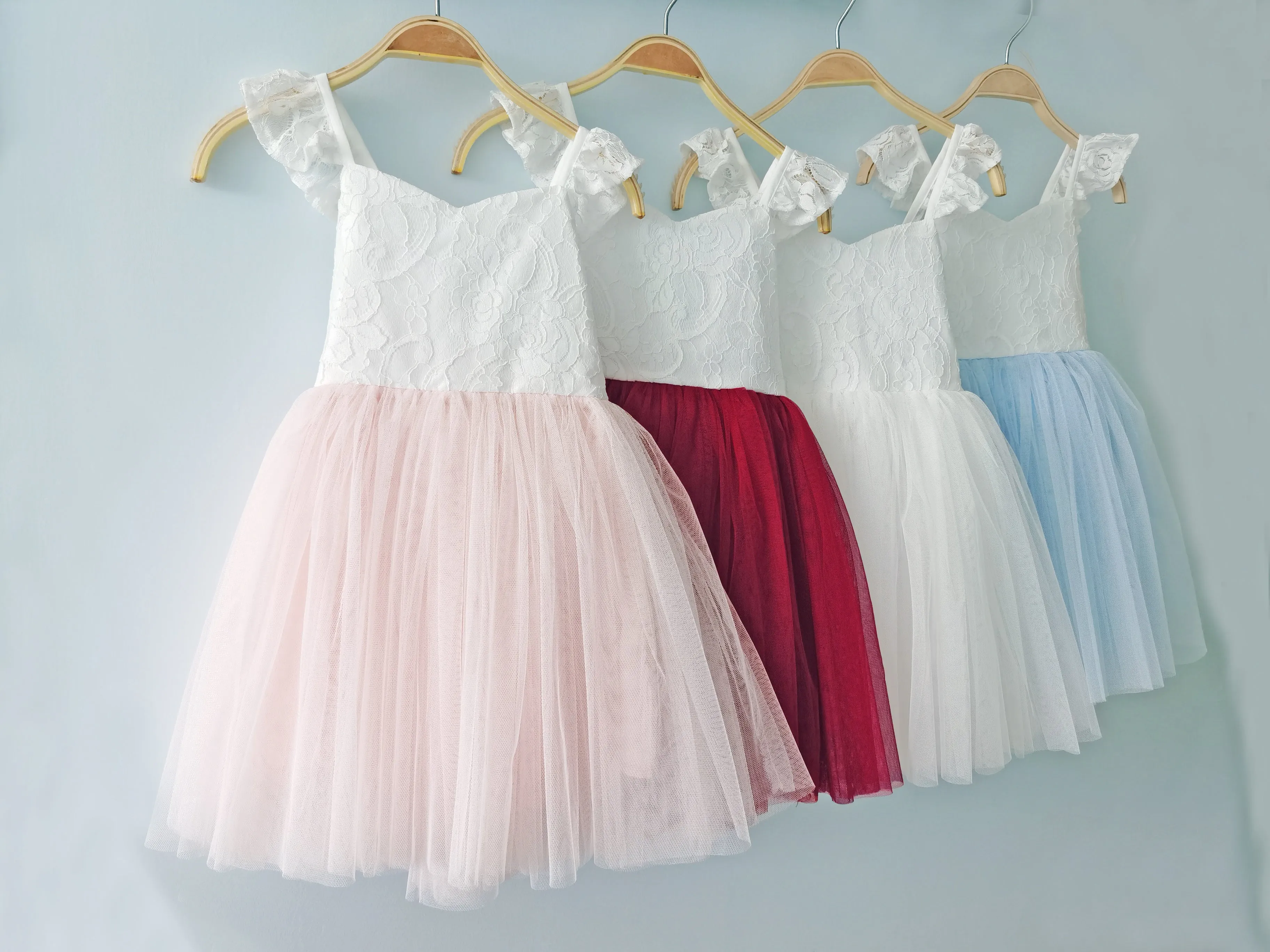 Baby girls tutu dress lace top 3 layer tulle Christmas dress up