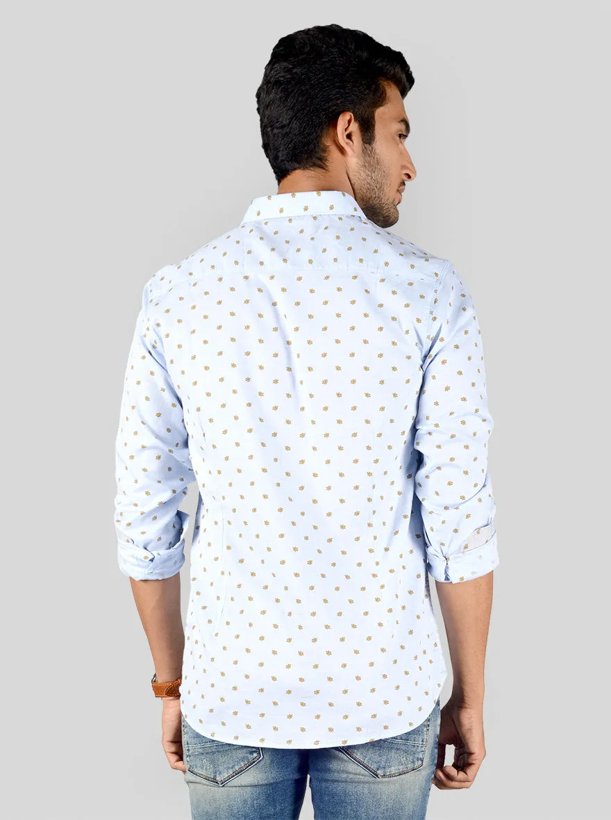 Ballad Blue Printed Slim Fit Casual Shirt | JadeBlue