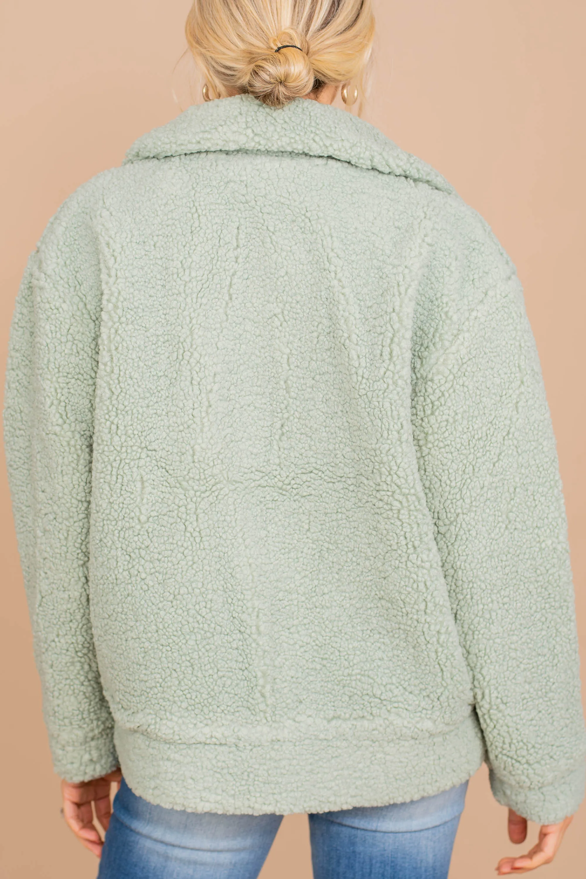 Beauty Maintained Mint Green Sherpa Jacket