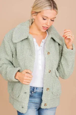 Beauty Maintained Mint Green Sherpa Jacket