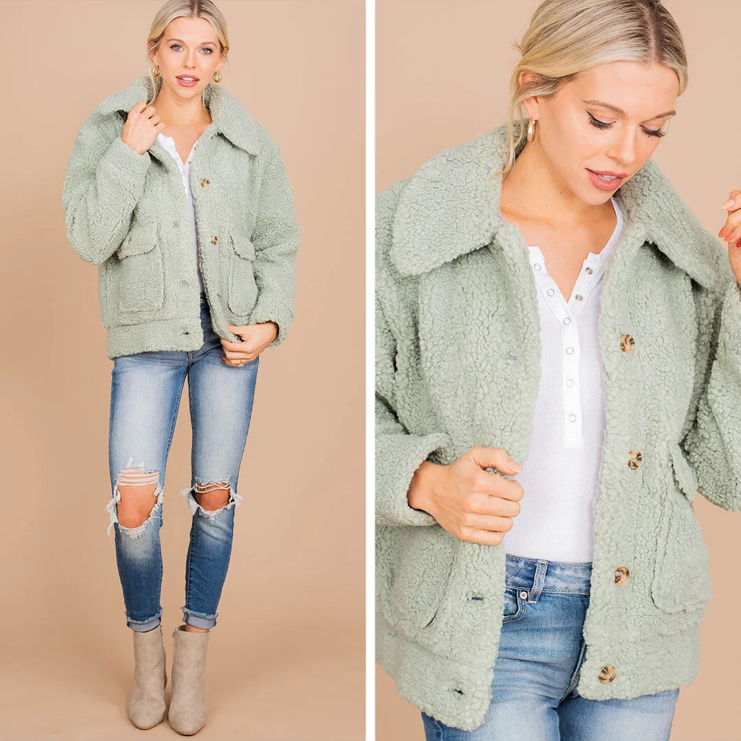 Beauty Maintained Mint Green Sherpa Jacket