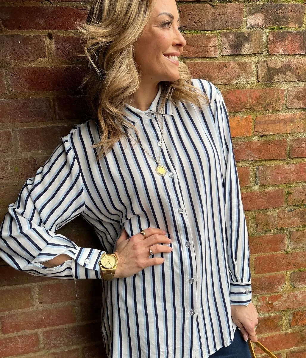 Blue Relaxed Striped Shirt