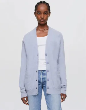 Brushed Cashmere Tailored Cardi - Stone Blue