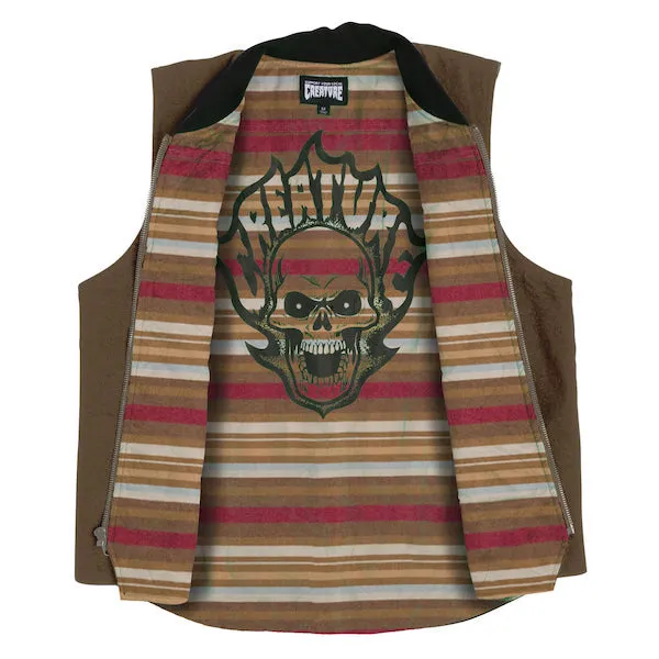 Creature Bonehead Flame Work Vest Brown