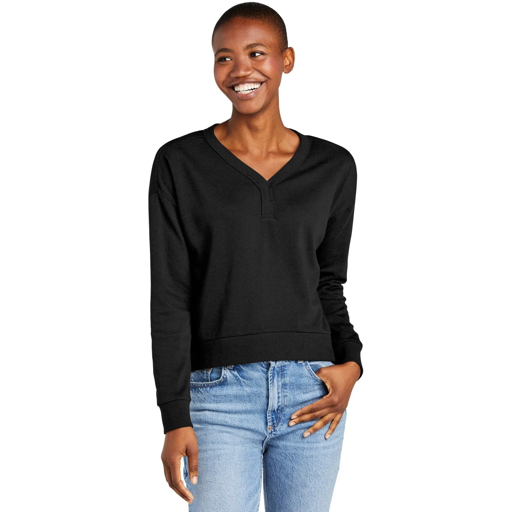 District Ladies Perfect Tri Fleece V-Neck Sweatshirt