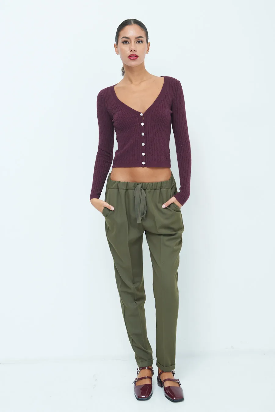 Drawstring tapered pants wholesale