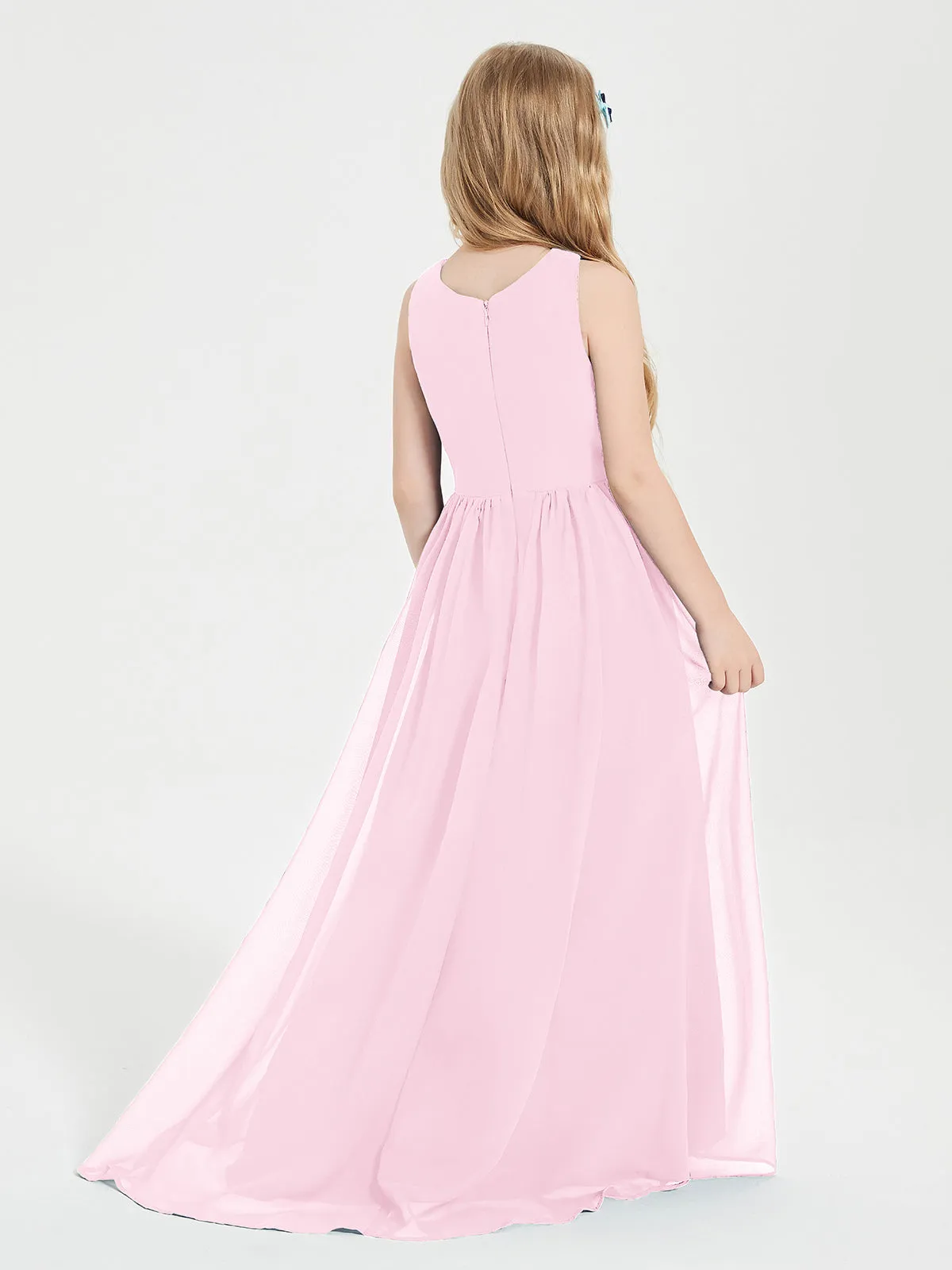 Exquisite Asymmetrical Junior Bridesmaid Dresses Scoop Neck Candy Pink