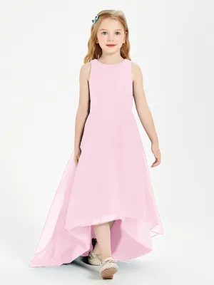 Exquisite Asymmetrical Junior Bridesmaid Dresses Scoop Neck Candy Pink