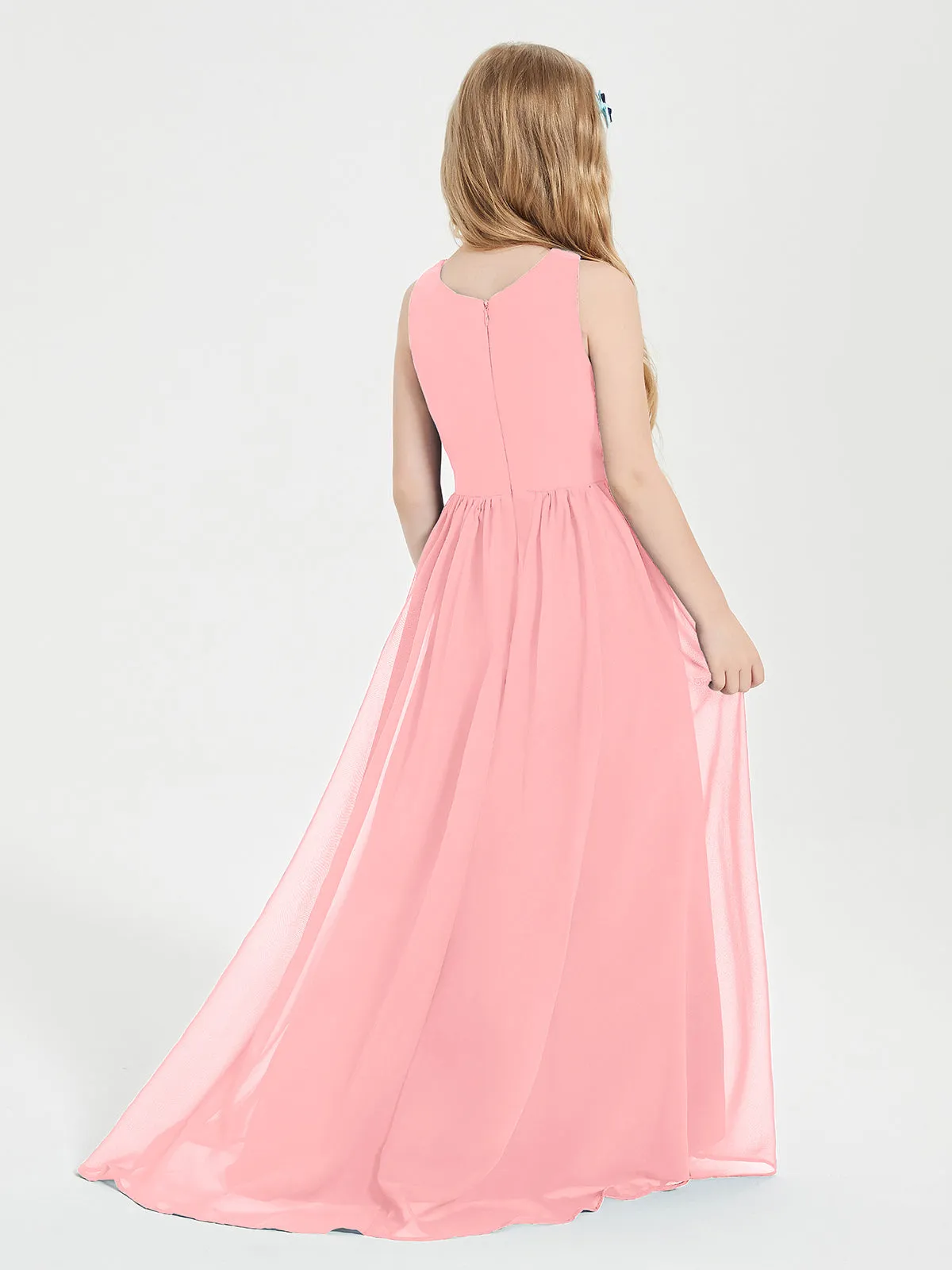 Exquisite Asymmetrical Junior Bridesmaid Dresses Scoop Neck Flamingo