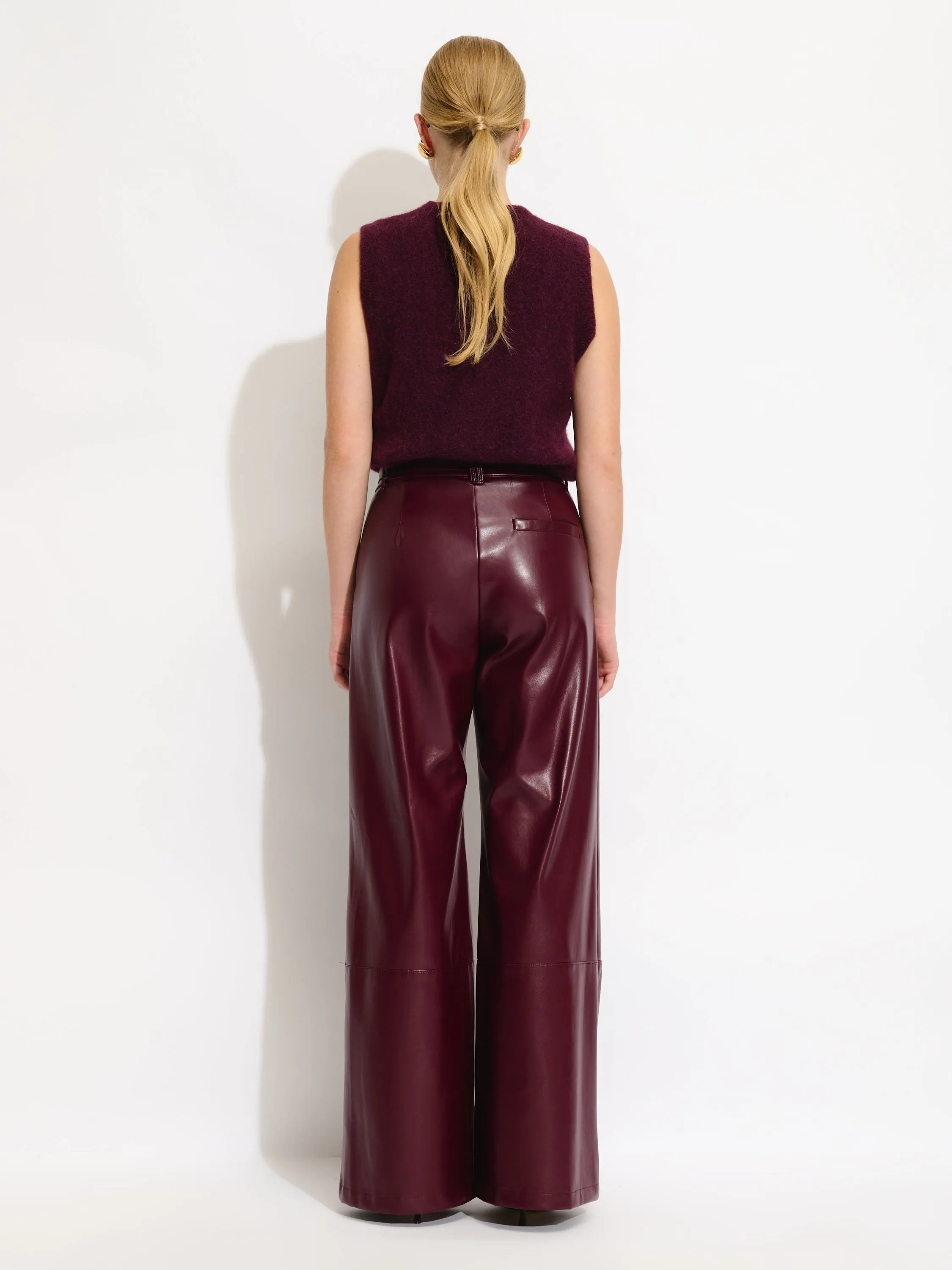 Faux Leather Belted Trouser