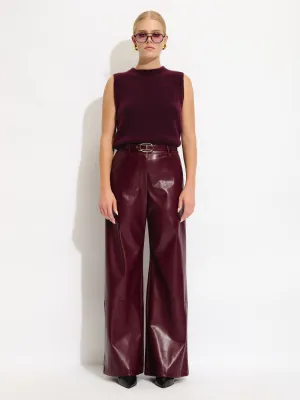 Faux Leather Belted Trouser