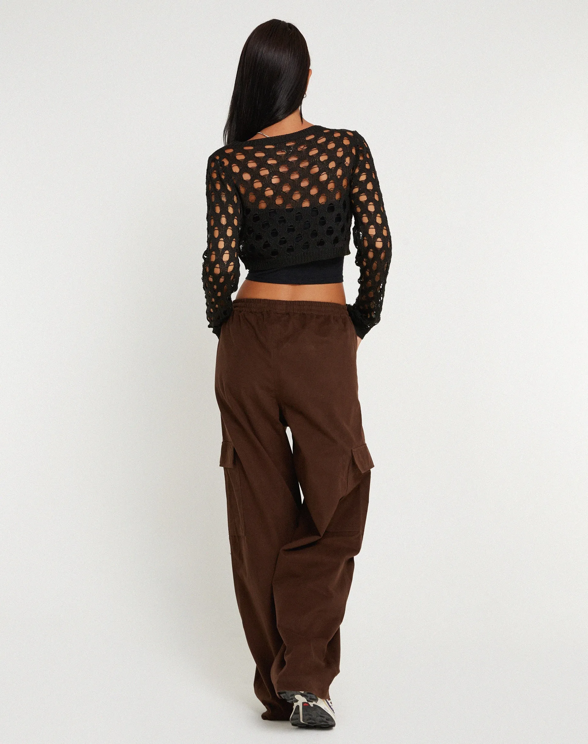 Geona Wide Leg Cargo Trouser in Brown