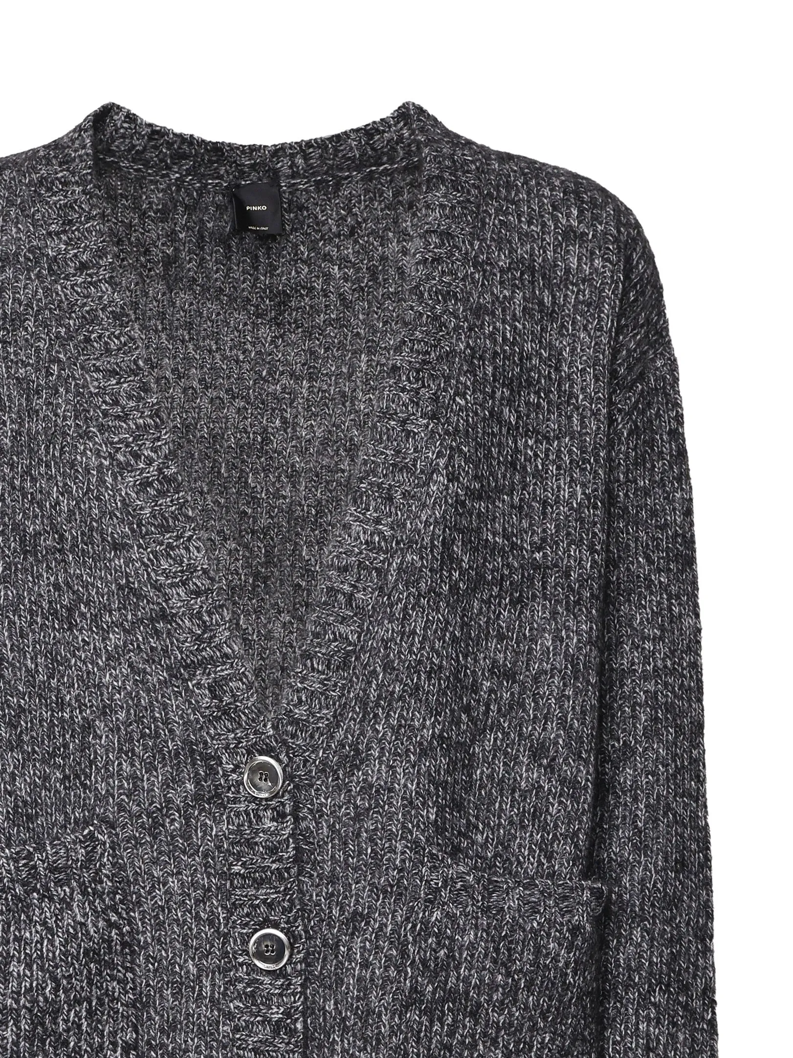 Grey Melange Long Wool Blend Cardigan