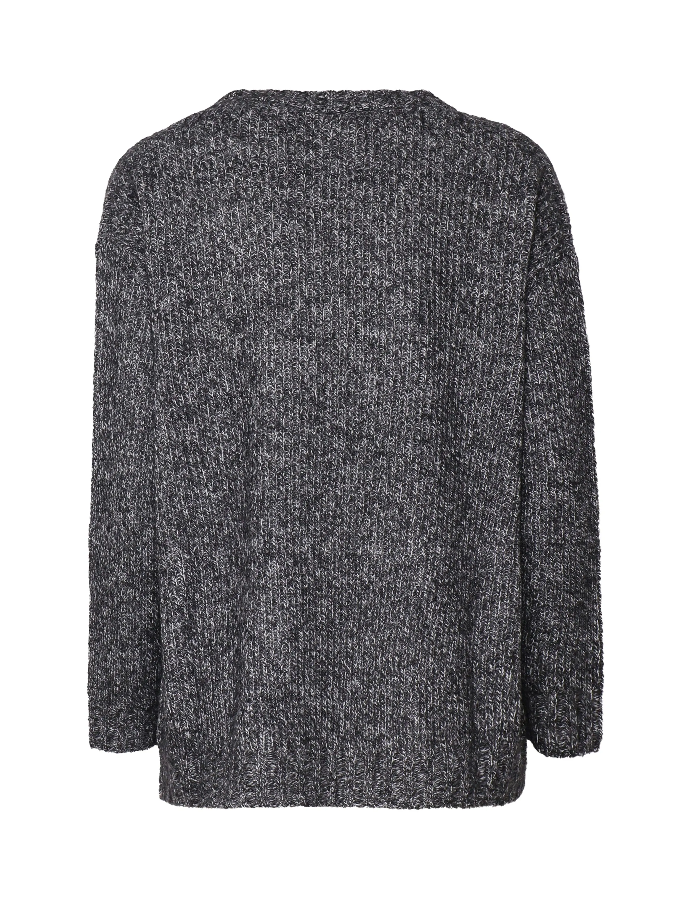 Grey Melange Long Wool Blend Cardigan