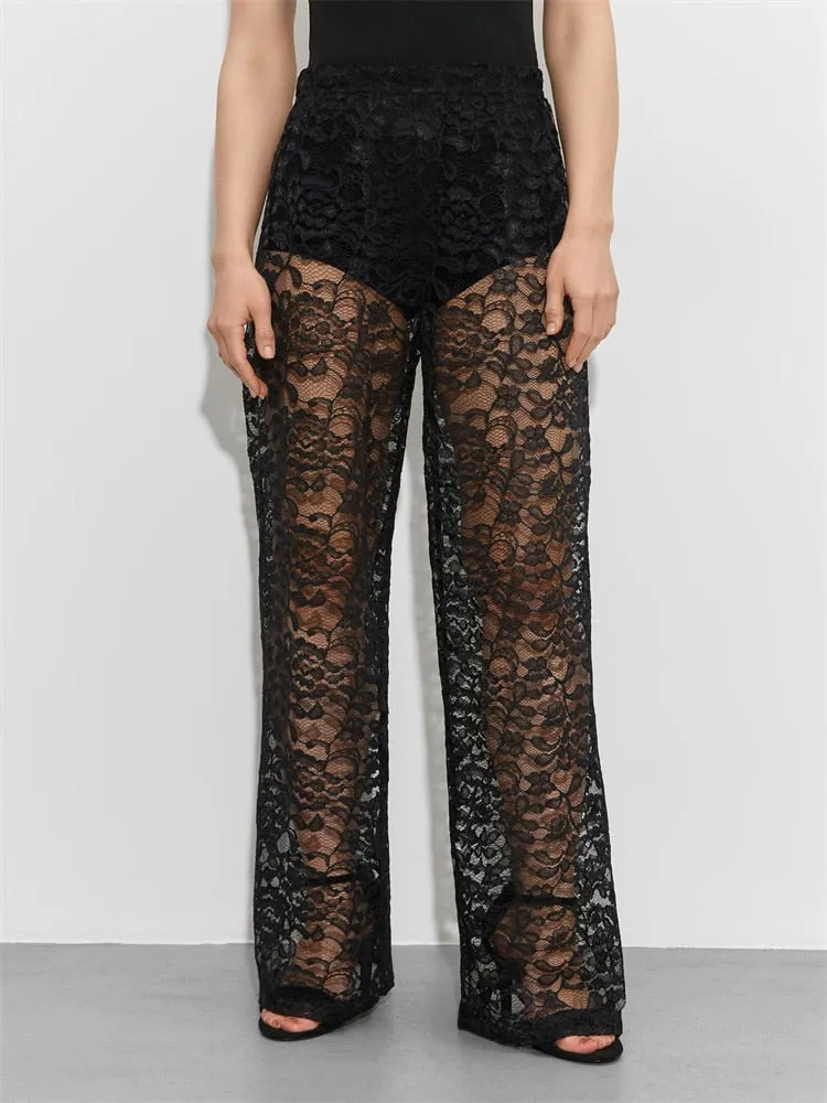 Lace Elegant Sheer Trousers