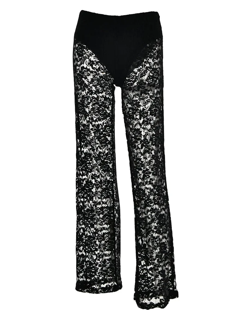 Lace Elegant Sheer Trousers