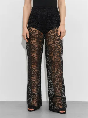 Lace Elegant Sheer Trousers