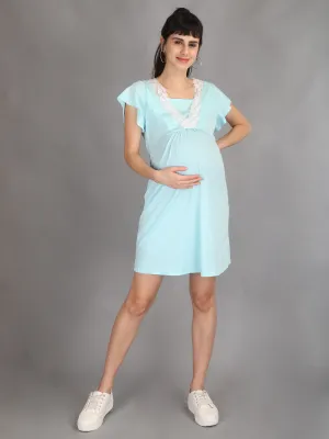 Lace Turquoise Maternity and Nursing Casual Dress