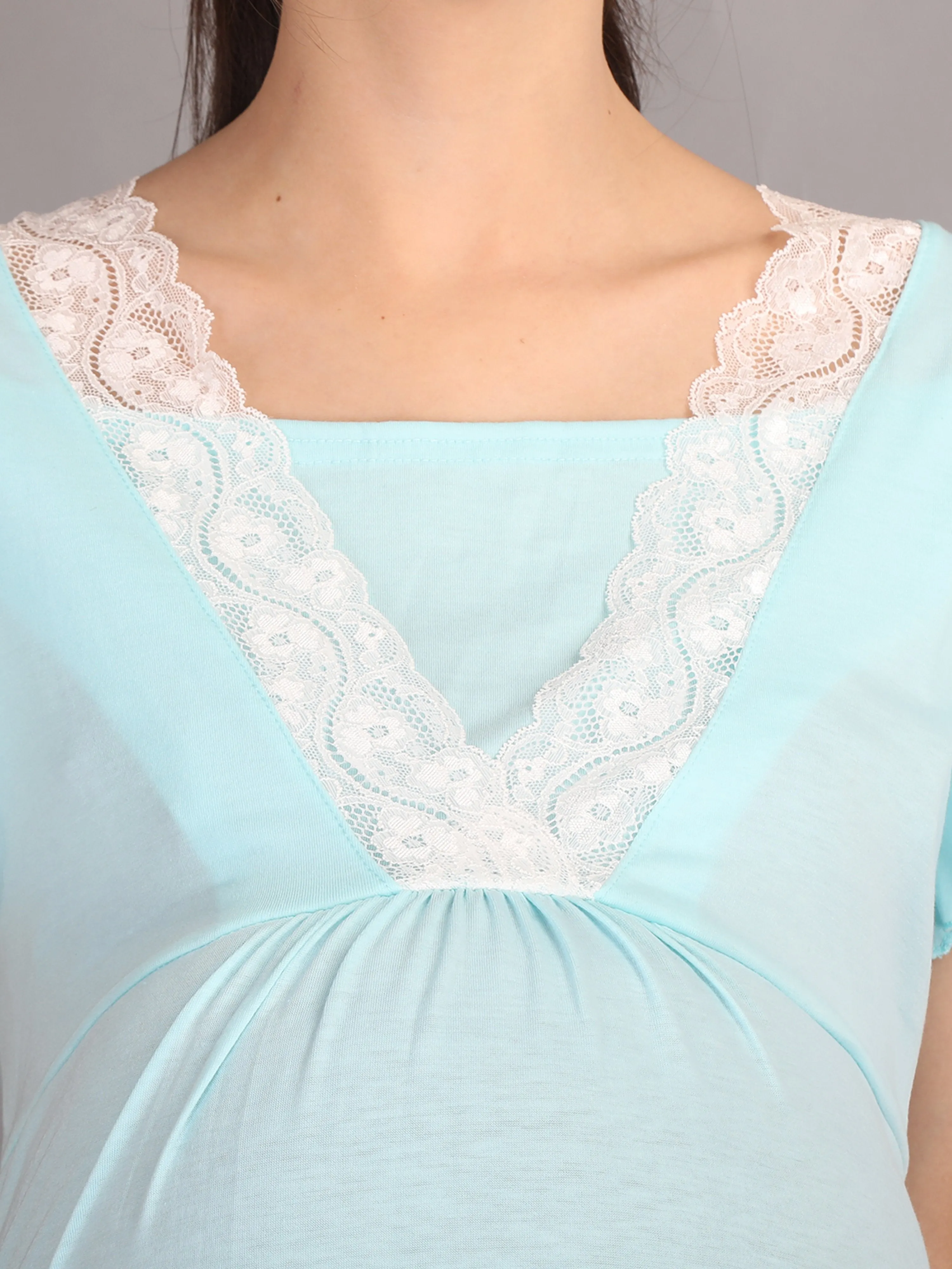 Lace Turquoise Maternity and Nursing Casual Dress