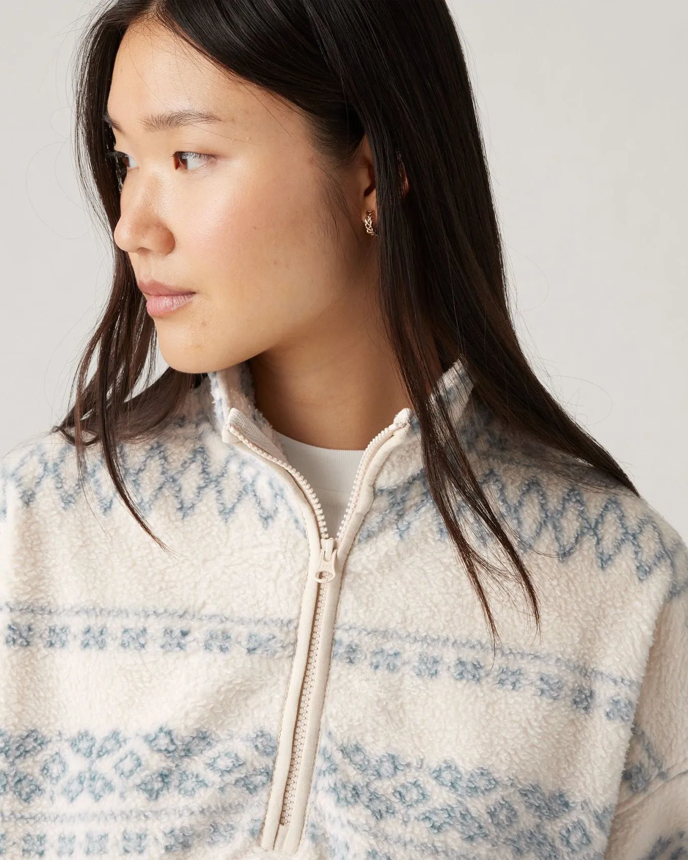 Levi's® Womens Delta 1/4 Zip Fleece - Miley Stitch Fairisle / White Swan