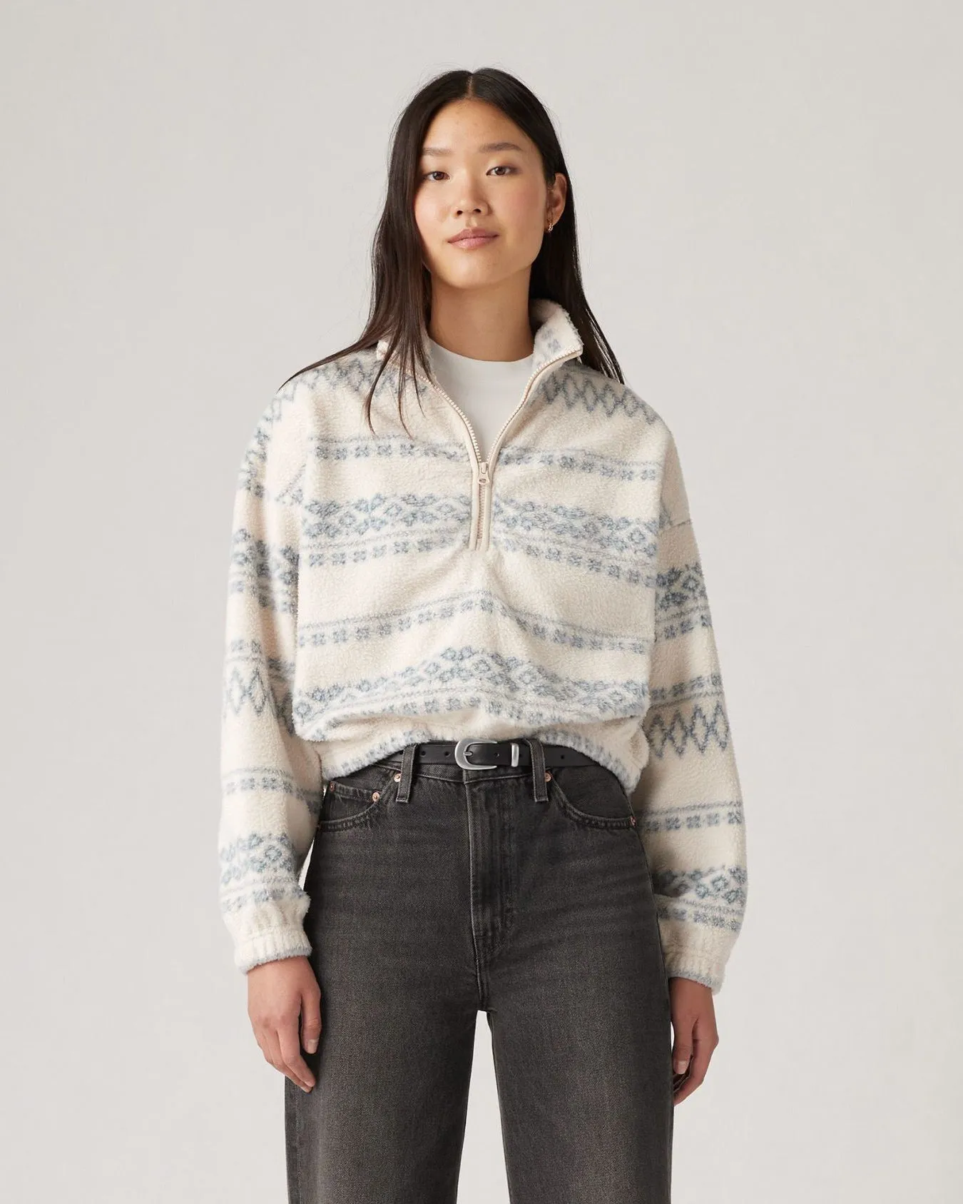 Levi's® Womens Delta 1/4 Zip Fleece - Miley Stitch Fairisle / White Swan