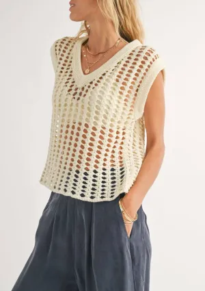 Lexi Open Knit Sweater Vest - Ivory