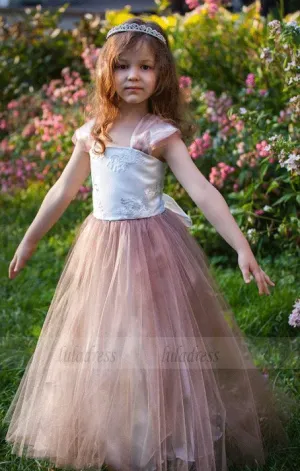 Lovely Flower Girl Dresses,Tulle Spaghetti Straps Little Girl Dresses