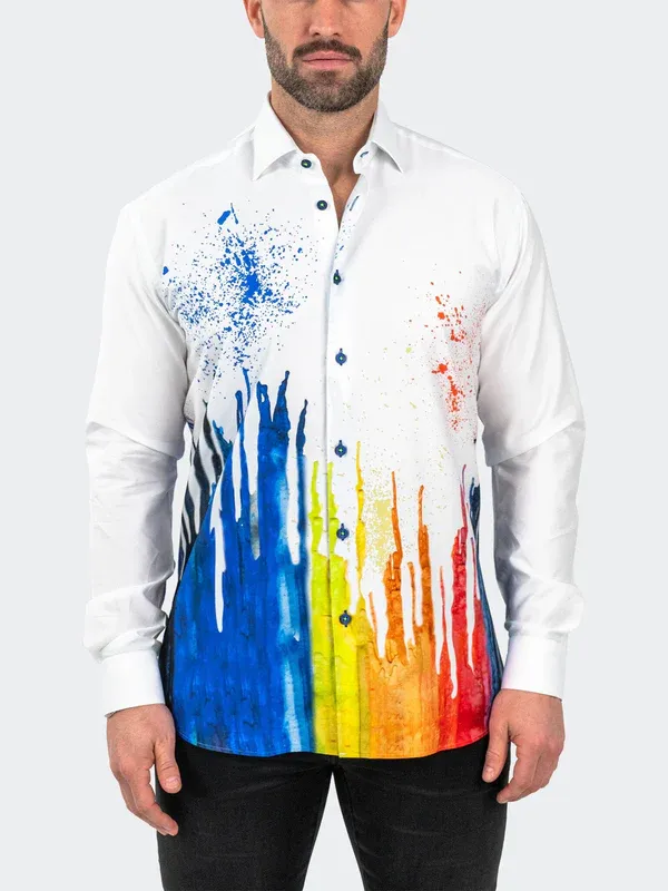 Maceoo Shirt Fibonacci Dripped | White