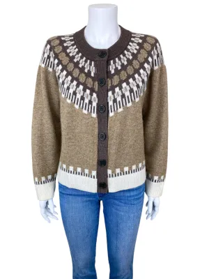 Madewell Women's Frankfort Fair Isle Cardigan Sweater Taupe Brown Size M