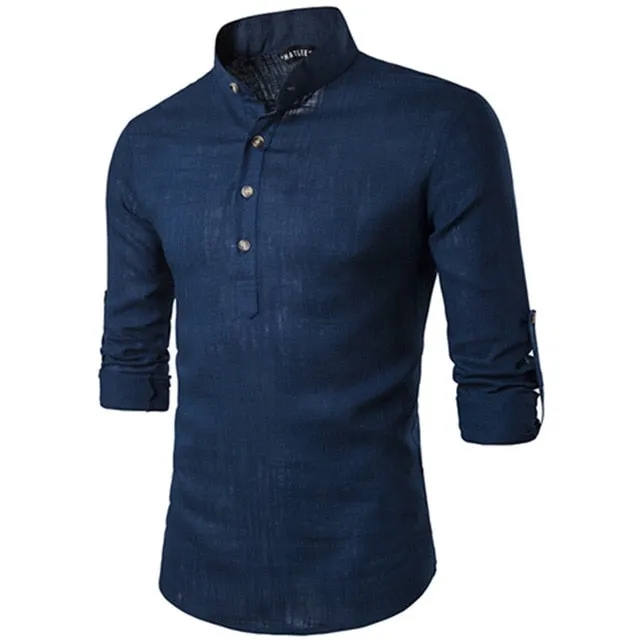 Mandarin Collar Breathable Comfy Style Dress Shirts