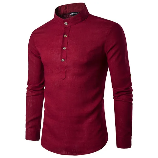 Mandarin Collar Breathable Comfy Style Dress Shirts