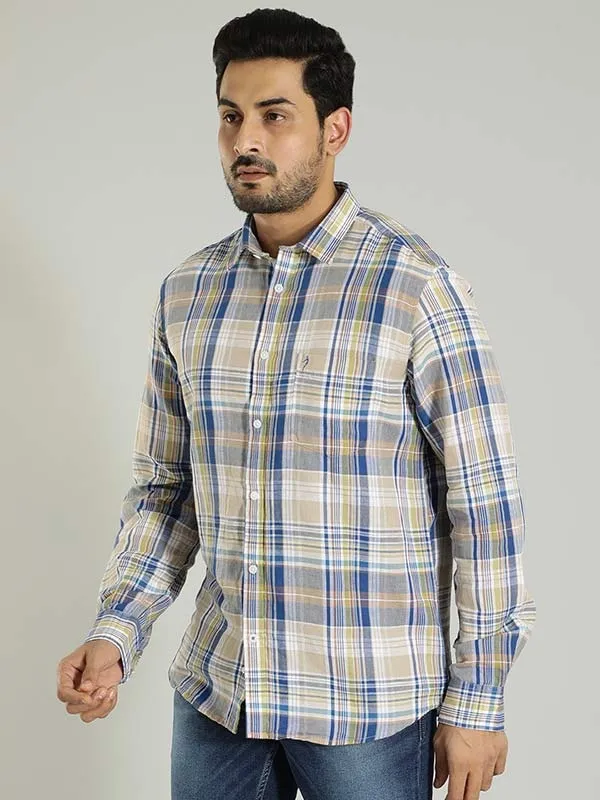 Men Checked Full Sleeve Linen Blend Shirt