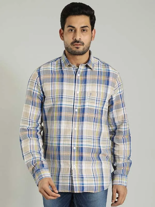 Men Checked Full Sleeve Linen Blend Shirt