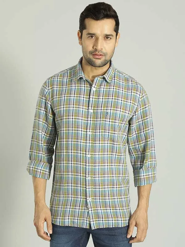 Men Checked Full Sleeve Linen Blend Shirt