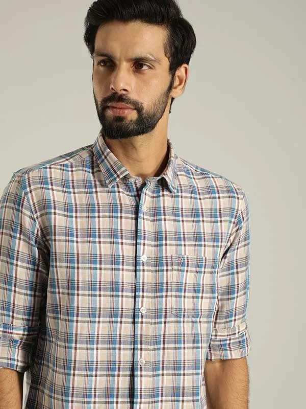 Men Checked Full Sleeve Linen Blend Shirt