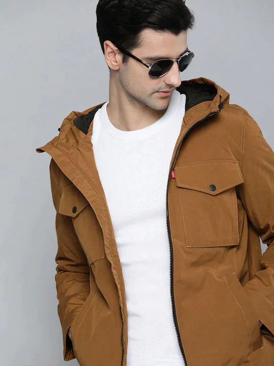 Men's Solid Hooded Padded Jacket