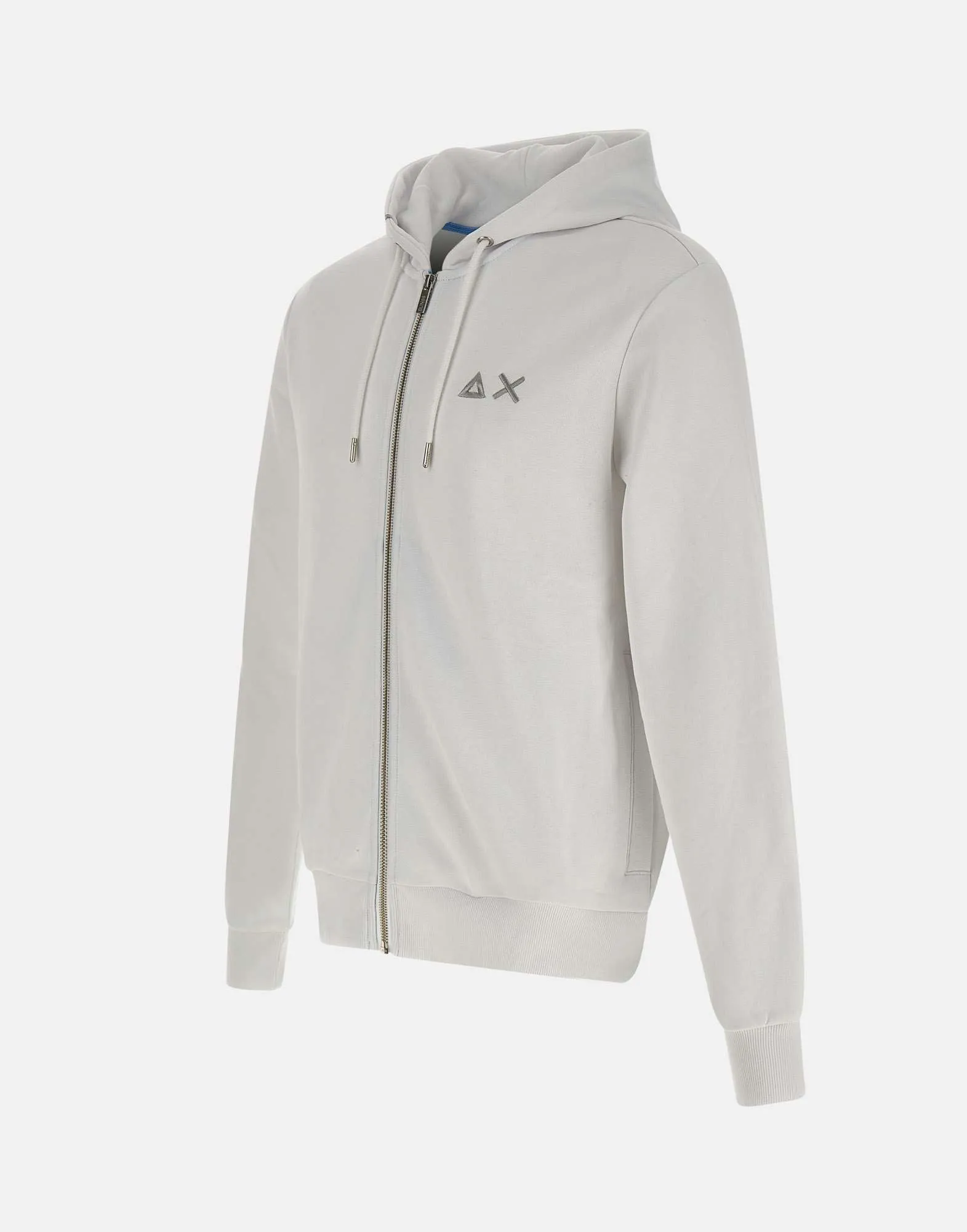 Men's White Cotton Zip Hoodie