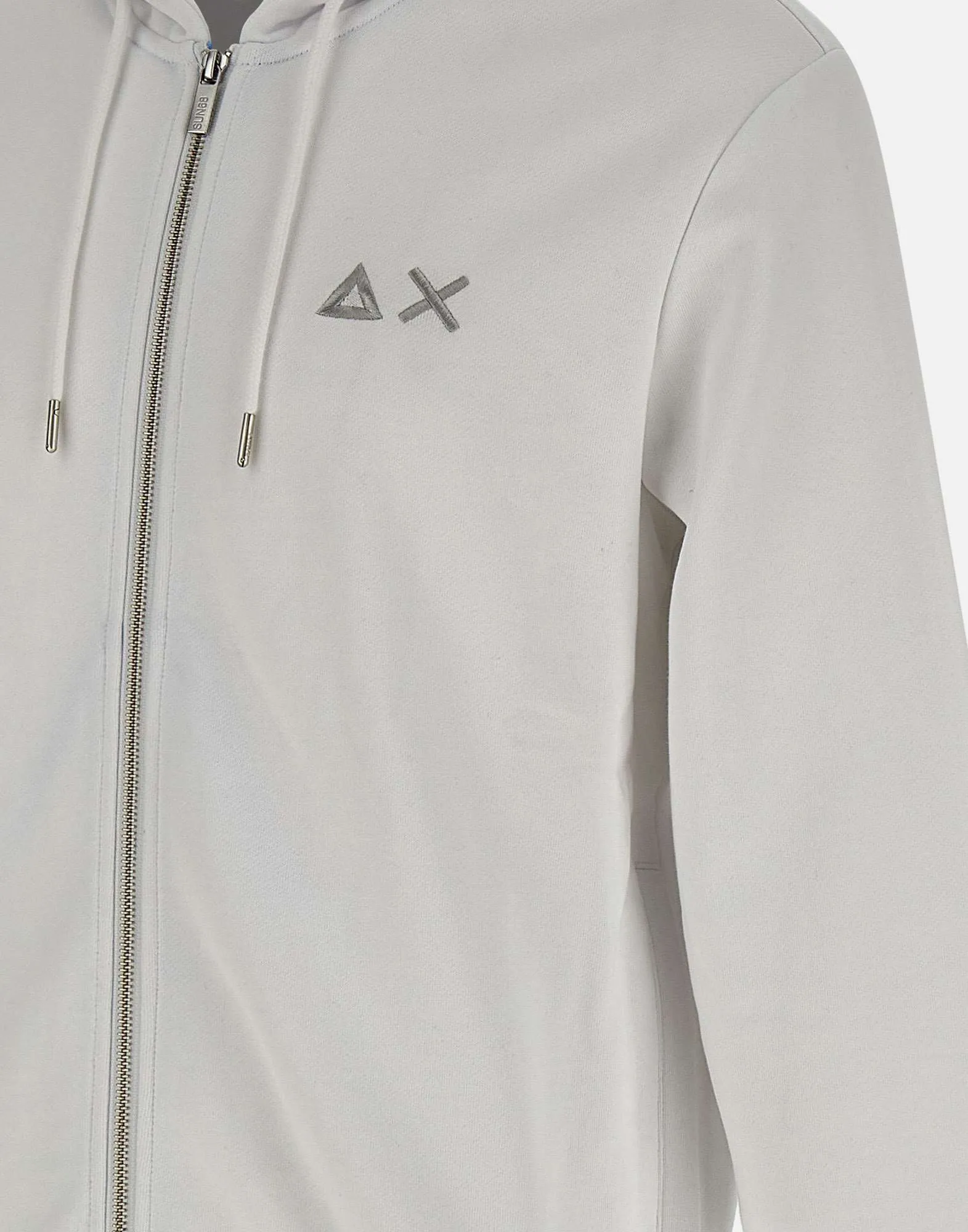 Men's White Cotton Zip Hoodie