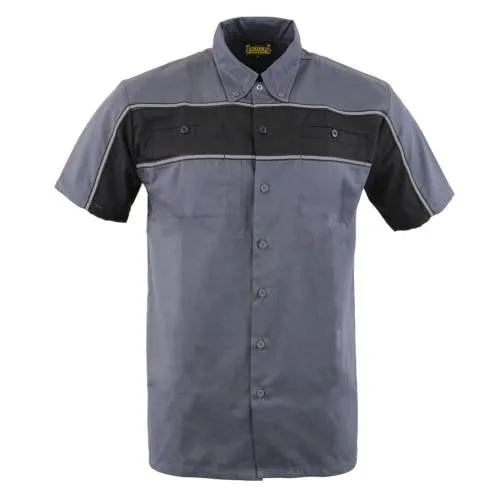 Milwaukee Leather MDM11671.149 Men's Grey and Black Button Up