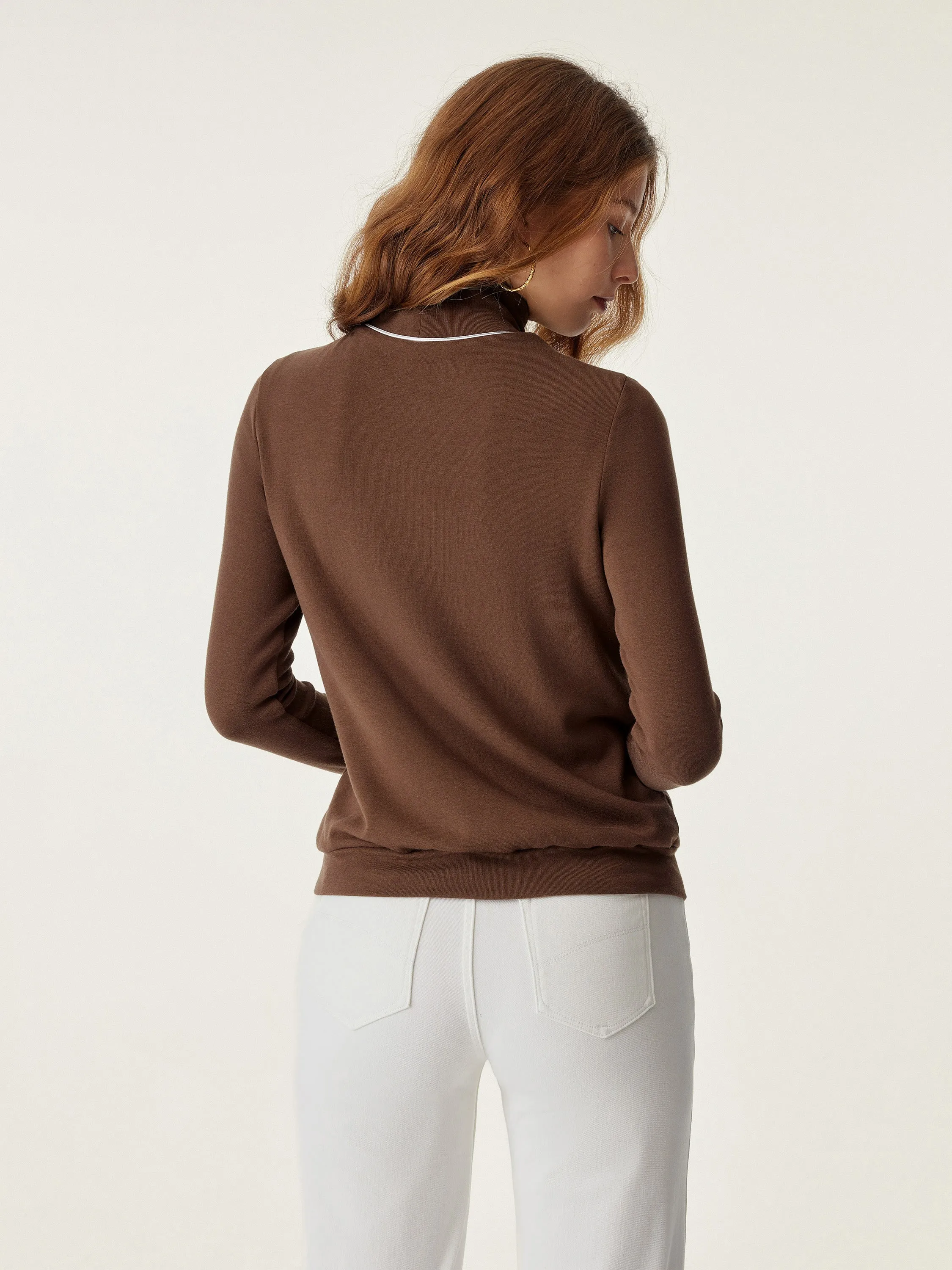 Mockneck Relaxed Pipping Brami Top