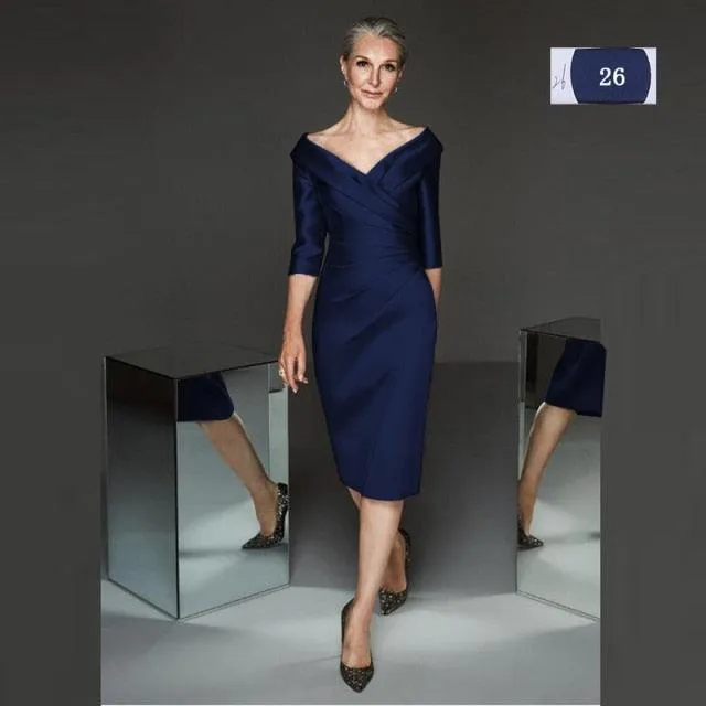 Modern Lilac Satin Mother of Groom/Bride Sheath Dress