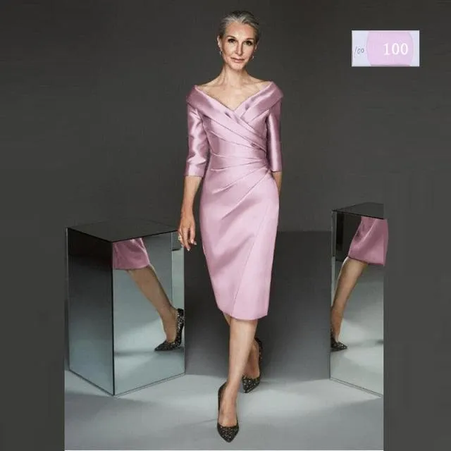 Modern Lilac Satin Mother of Groom/Bride Sheath Dress