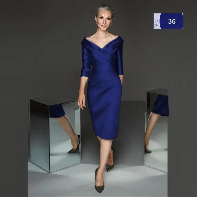 Modern Lilac Satin Mother of Groom/Bride Sheath Dress