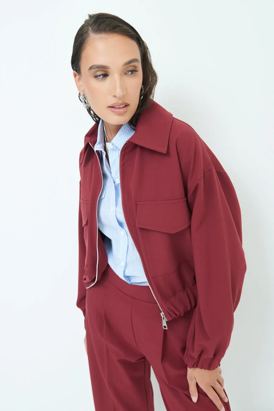 Modern zip-up jacket with elastic cuffs wholesale